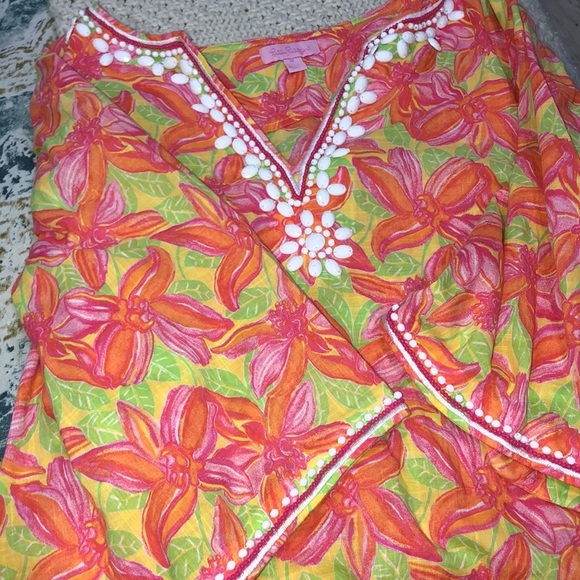 Lilly Pulitzer dress tropical floral with beaded details size medium cotton - Picture 8 of 11